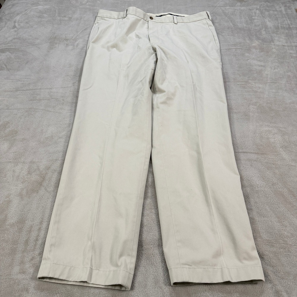 Brooks Brothers Advantage Chino Clark Khaki Pants Mens 40x32 Flat Front Cotton